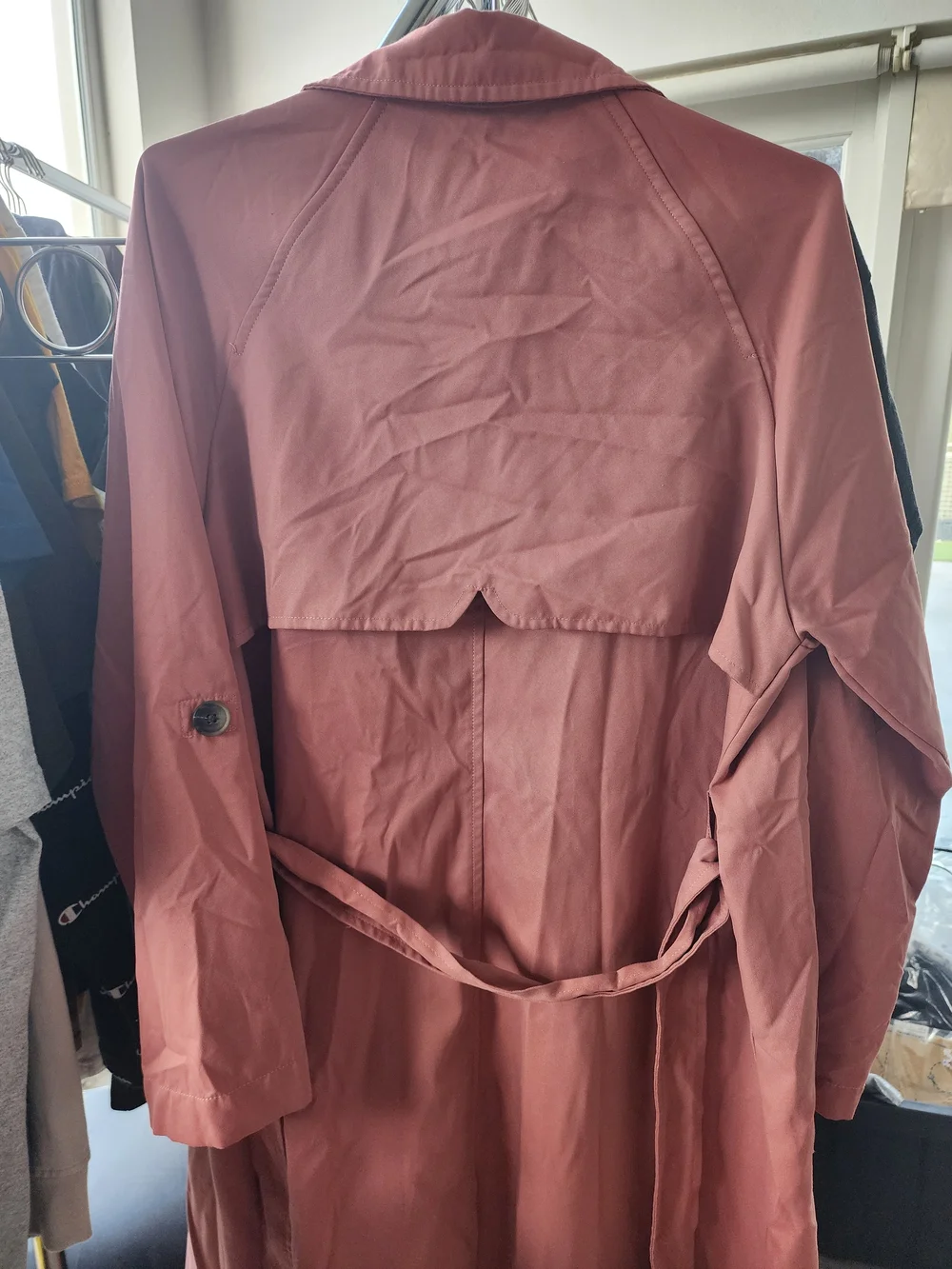 Stradivarius Women's Dusty Rose Double-Breasted Trench Coat - Picture 6 of 10